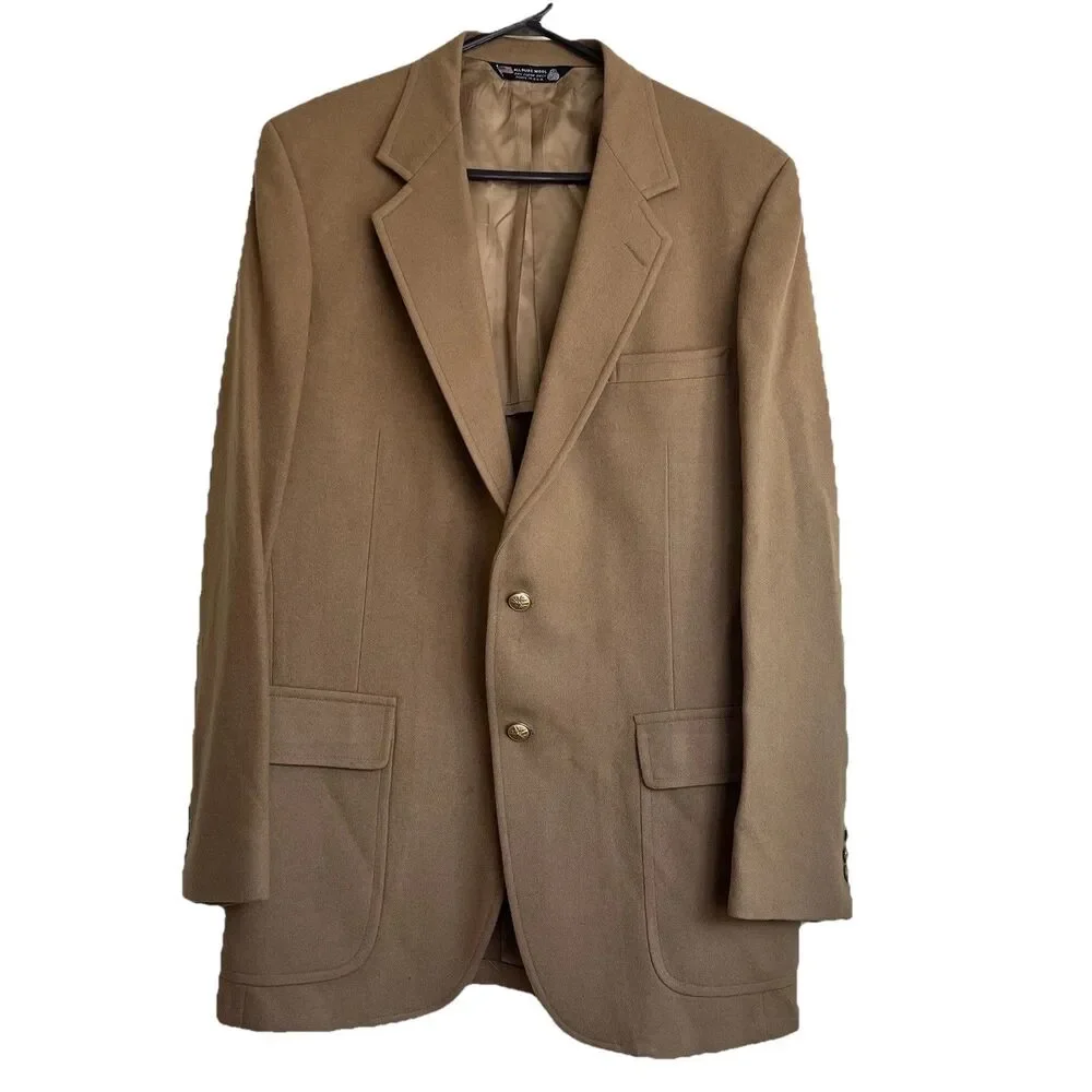 Vtg John Alexander Suit Jacket Brown Wool Sport Blazer Union‎ Buttons USA Made